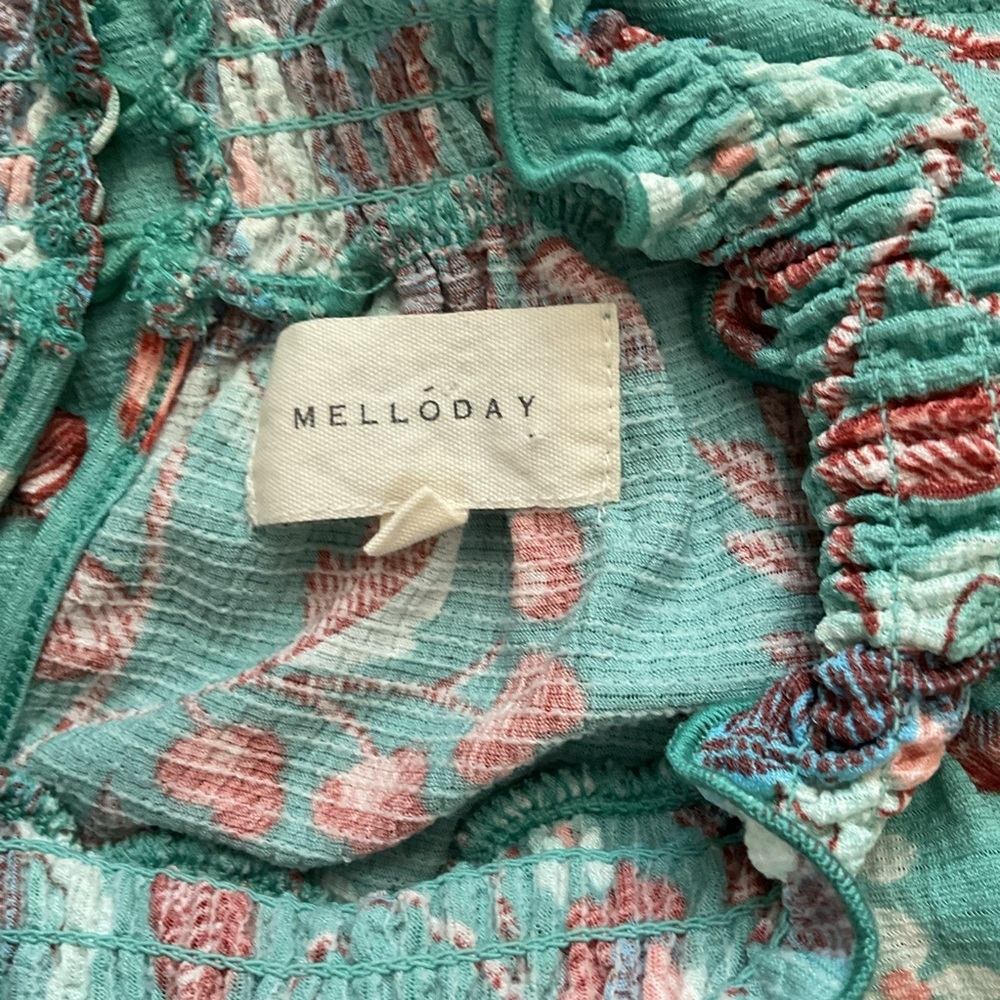 Melloday Womens High Neck Floral‎ Flowy Blouse Size Small - Picture 6 of 6